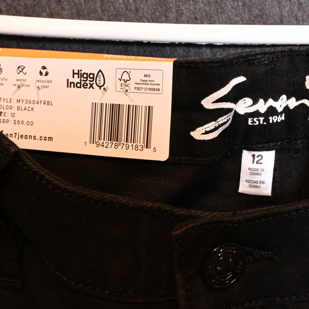 NEW Seven7 Women's 12 Black Relaxed Bermuda Shorts Denim Frayed Hem NWT - Picture 5 of 7